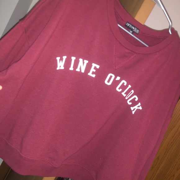 Sweaters - Wine o’clock cropped hoodie